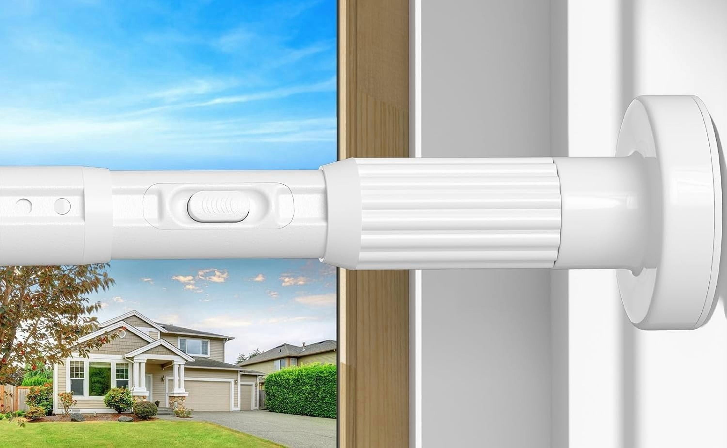 White Tension Curtain Rod 41-126In(4-10Ft), Extra Long Outdoor Curtain Rod No Drilling for Window or Bathroom Patio, Adjustable Heavy Duty Shower Rod,Rod Diameter 1.26In (2Pack)
