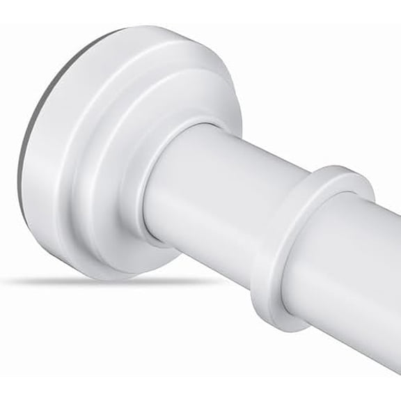White Tension Shower Curtain Rod 36-84 Inch(3-7ft) Never Rust No Drilling Non Slip Spring Tension Shower Rod, Heavy Duty Tension Rod, Adjustable Curtain Rod for Bathroom Window Living Room