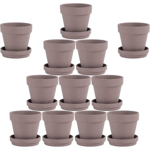 White Terra Cotta Pots with Saucer- 12-Pack Large Terracotta Pot Clay Pots 3'' Clay Ceramic Pottery Planter Cactus Flower Pots Succulent Pot with Drainage Hole