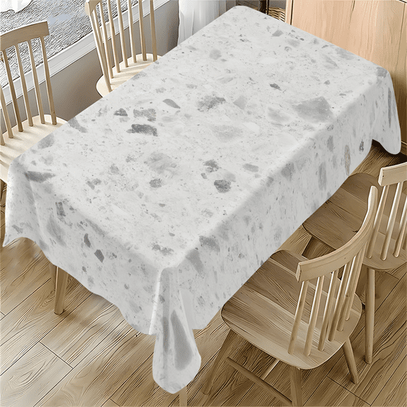 White Terrazzo Print Rectangle Tablecloth 55x77.1 Inches for Dining Desk Coffee Table Home Office Decor
