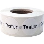 White "Tester" Stickers | 0.75" Inch Round | 500 Pack | 4 Color Choices
