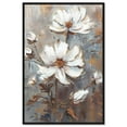 thumbnail image 1 of White Textured Flowers Canvas Elegant Floral Wall Art by Art Remedy, Black Frame, 36" x 54", 1 of 7