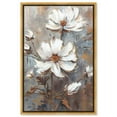 thumbnail image 1 of White Textured Flowers Canvas Elegant Floral Wall Art by Art Remedy, Gold Frame, 24" x 36", 1 of 7