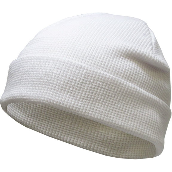 White Thermal Cotton Beanie Skull Cap Winter Ski Hat Cuffed Solid Warm