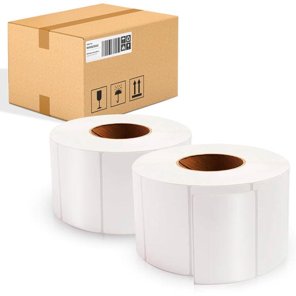 Thermal Transfer Labels Polypropylene White Perforated 11500 count 4 in x 2 in with 3 in core