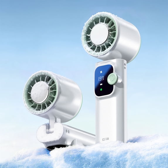 White Thermoelectric Cooling Handheld Fan - 4000mAh Rechargeable Mini Portable Fan with 1-199 Speed Levels, High Speed Ice Cold Personal Air Conditioner with Type-C Fast Charging for Summer Travel