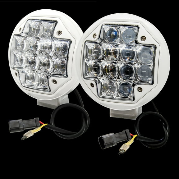 White Thermoplastic 5" LED spot beam Fog Light 4D Reflectors OZ-USA® Marine Boat Offroad Truck ATV 4x4(1 pair)