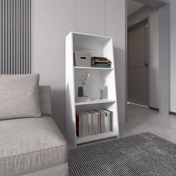 White Three - Tier Particle Board Bookcase | Display Decor and Keep Office Tidy | Space - Saving for Small Apartments