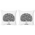 thumbnail image 1 of Ambesonne White Throw Pillow Cover 2 Pack, Engraved Style Apple Tree, 18", Charcoal Grey and White, 1 of 2