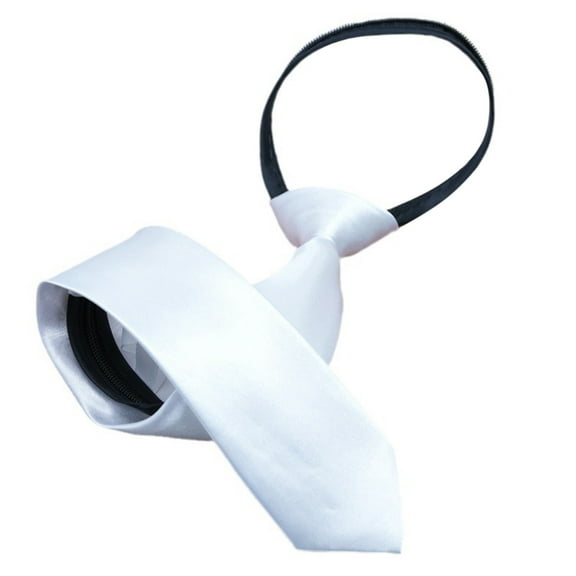 White Ties Solid Color Necktie for Men Women Children Pre Tied Adjustable Neck Tie for Formal Graduation School Uniform
