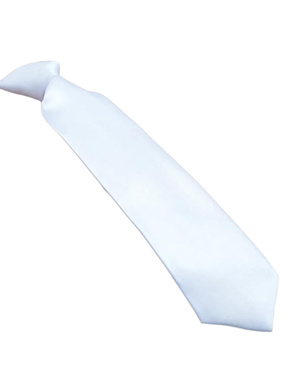 White Ties Solid Color Necktie for Men Women Children Pre Tied Adjustable Neck Tie for Formal Graduation School Uniform