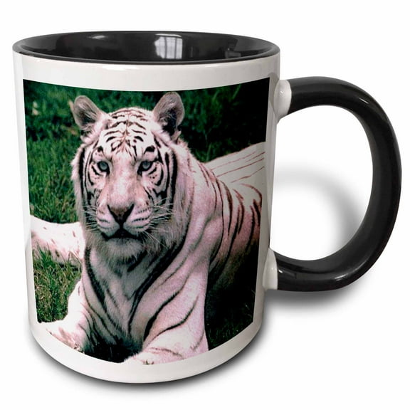 3drose, White Tiger, 15oz Two-tone Black Mug