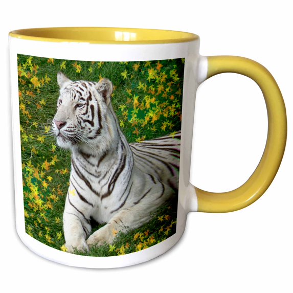 3drose, White Tiger, 15oz Two-tone Yellow Mug