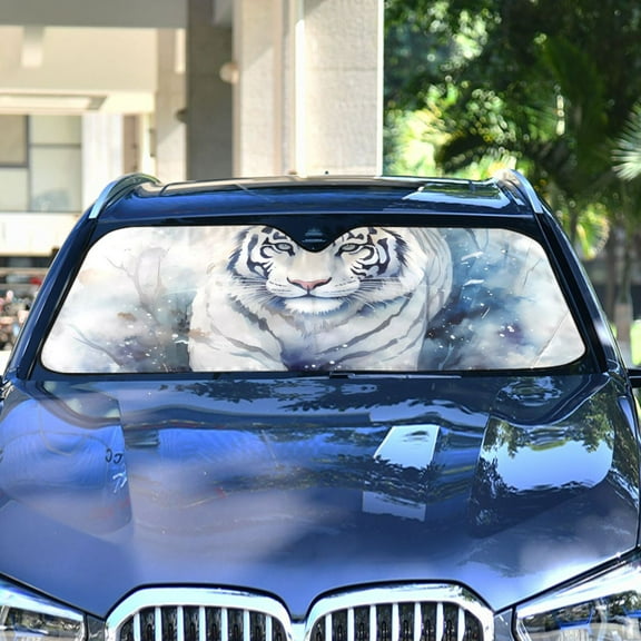 White Tiger Automotive Front Car Windshield Sun Shade Reflector Foldable for Front Fit for Cars Truck SUVs