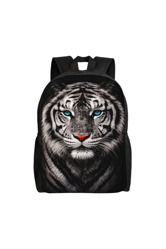White Tiger Backpack Full Front Print Travel Laptop Bag for Men and Women