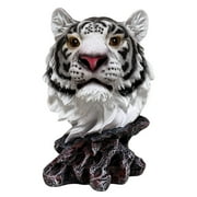 White Tiger Bust Freestanding Tabletop Home Decor - Wild Animal Sculpture Collectible Gifts - Decor for Bedroom and Living Room - Lucky Tiger Statue for Shelf and Office Desk Accent