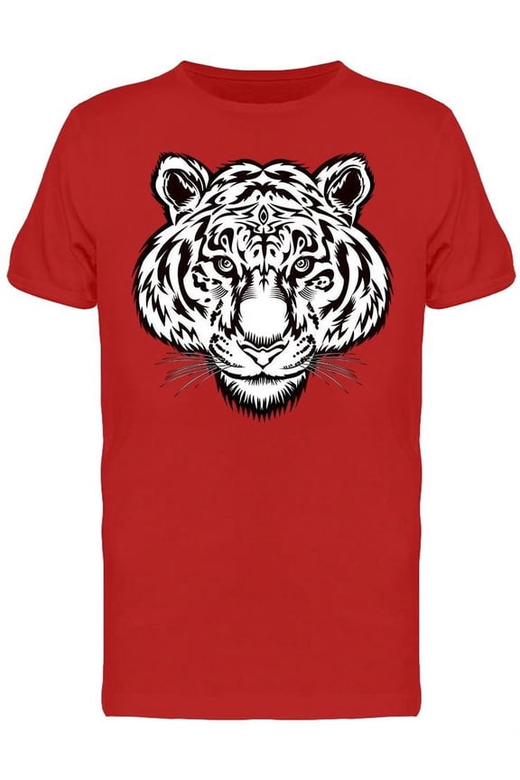 White Tiger Face Design T-Shirt Men -Image by Shutterstock, Male 3X-Large