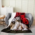 thumbnail image 1 of White Tiger Flannel Blanket for Kids Boys Girls,Red Rose Plush Blanket All Season Soft,African Safari Wild Animal Throw Blanket Sofa Bed Decor,Romantic Tiger Couples Fleece Blanekt with Flower,Twin, 1 of 5
