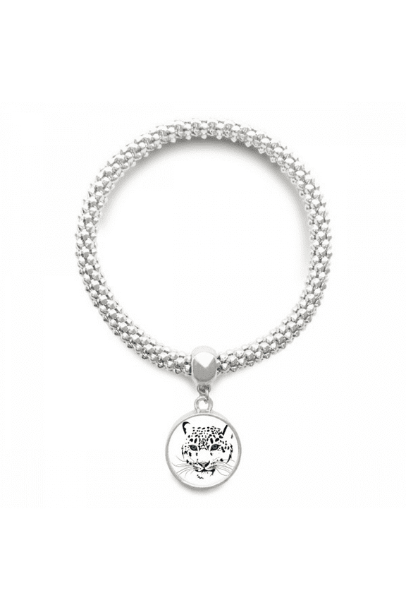 White Tiger Head Animal Sliver Bracelet Pendant Jewelry Chain Adjustable Bangle