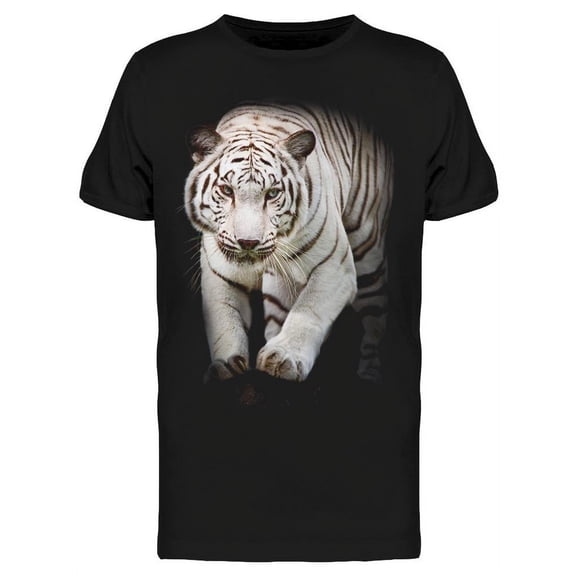 White Tiger Jumping Frontward T-Shirt Men -Image by Shutterstock, Male Small