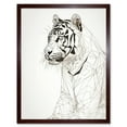 thumbnail image 1 of White Tiger Line Drawing Polygon Stripes Pattern Art Print Framed Poster Wall Decor 12x16 inch, 1 of 5