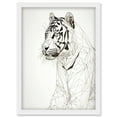 thumbnail image 1 of White Tiger Line Drawing Polygon Stripes Pattern Artwork Framed Wall Art Print A4, 1 of 4