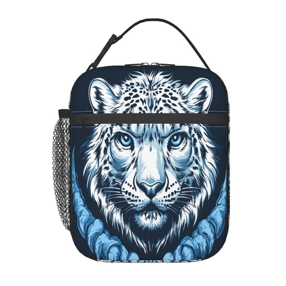 White Tiger Lunch Bag for Office Women – Stylish Thermal Insulated Tote with Shoulder Strap, Lightweight for Work or Travel