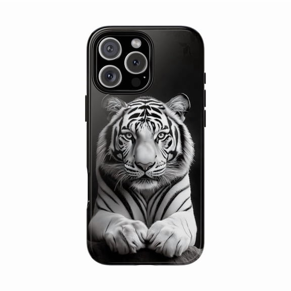 White Tiger Monochrome Contrast Cat Artistic Photograph Illustration H2330 Durable Unisex iPhone Case for iPhone 17/16/15/14/13/12/11 Pro Max