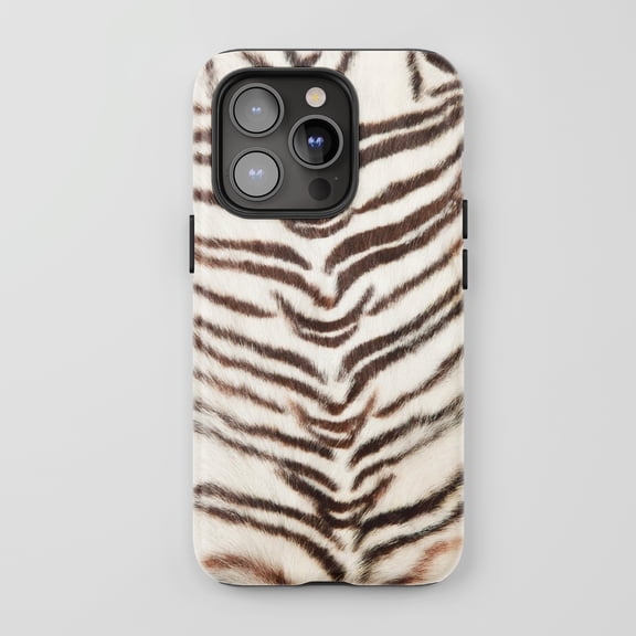 White Tiger Print For iPhone Protective Phone Case Wild Exotic White Brown