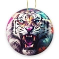 thumbnail image 1 of White Tiger Roaring With Colorful Paint Splashes Around Its Mouth - Christmas Ornament Xmas Keepsake Ceramic Ornaments Holiday Decorations for Tree Christmas Gift Ideas 2.95in, 1 of 5