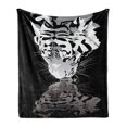 thumbnail image 1 of White Tiger Soft Flannel Fleece Blanket, Wild Mammal Drinking Water Danger Creature in Peace Nature Graphic Art, Cozy Plush for Indoor and Outdoor Use, 60" x 80", White Black Pearl, by Ambesonne, 1 of 6