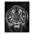 thumbnail image 1 of White Tiger Stare Raschel Throw Blanket, 50 x 60 iches, 1 of 8