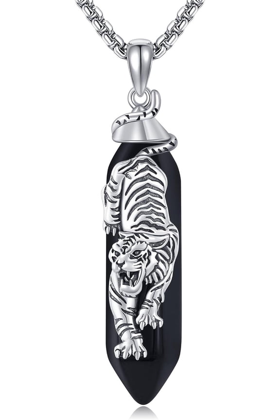 White Tiger Sterling Silver Pendant Necklace for Women & Tiger Lovers