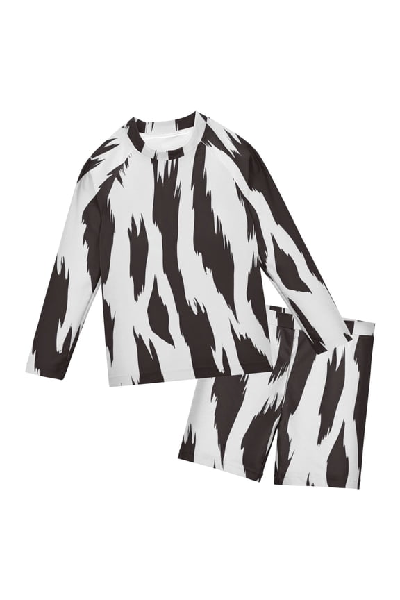 White Tiger Stripes Boys' Bathing Suit UPF 50+ Boys' Rash Guard Sets Stretchy Quick Dry 3T-10T