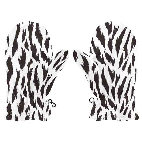 White Tiger Stripes Cold Weather Mittens Cozy Gloves with Adjustable Fit Perfect for Outdoor Fun