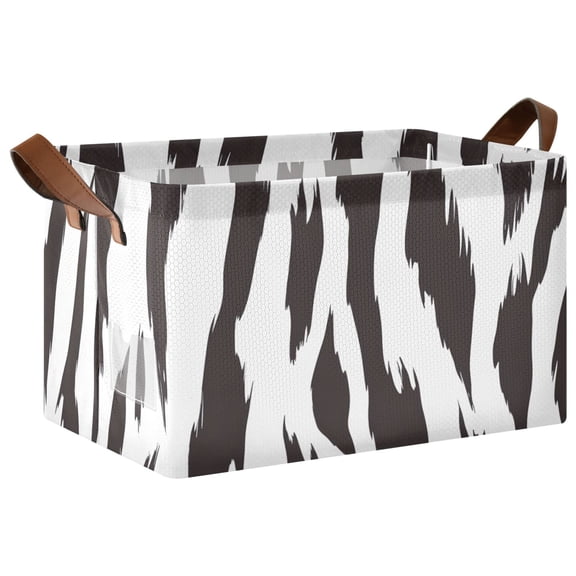 White Tiger Stripes Collapsible Storage Bin Open Home Shelf Basket Water-Resistant Iron Frame Large