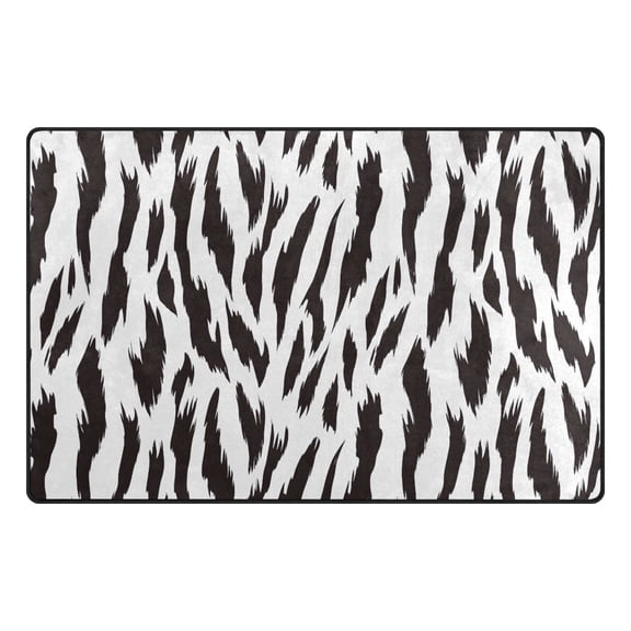 White Tiger Stripes Memory Foam Area Rug 31"x20" Non Slip, Absorbent, Fade Proof for Living Room, Bedroom, Office