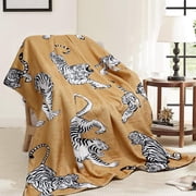 White Tiger Throw Blanket Wild Tigers Throw Blanket Orange Animal Print Blanket Super Soft Flannel Fleece Throw Blanket Cozy Fuzzy Plush Throw Blanket for Bed Couch for Dad