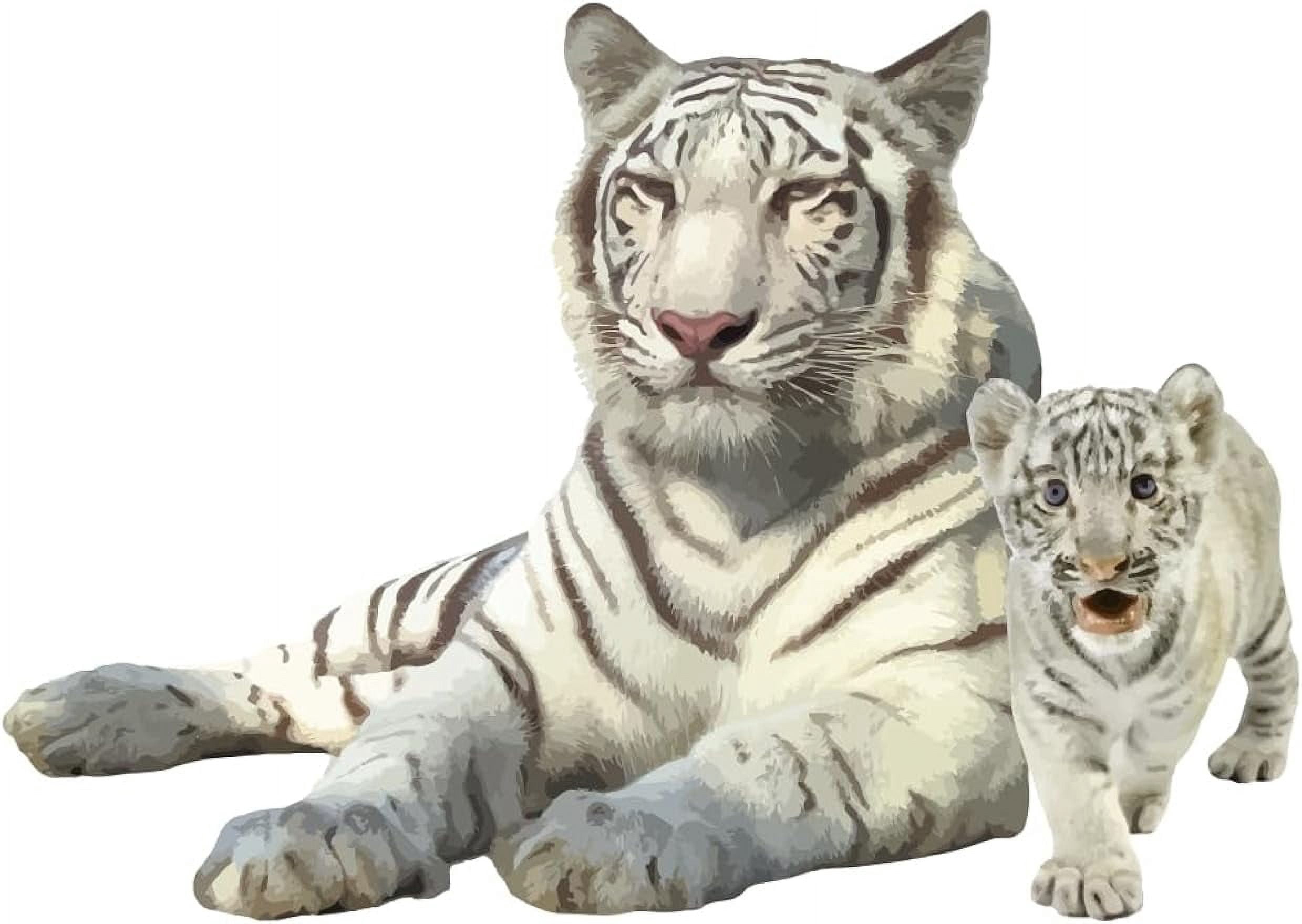 White Tiger Wall Sticker Realistic 3D Tiger Wall Decals Jungle Animal ...