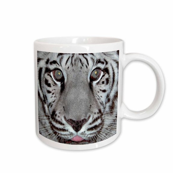 3drose, White Tiger with Tongue, 15oz Mug