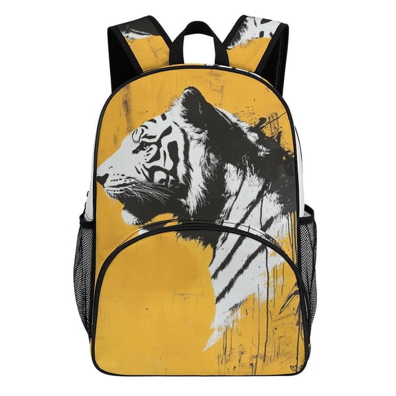 White Tiger Yellow Bold Art Print Teenage Backpack Middle Students Bookbag Outdoor Daypack