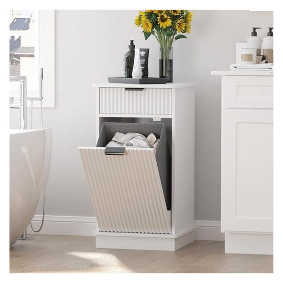 White Tilt Out Laundry Hamper Cabinet Laundry Hamper Cabinet with Drawers and Baskets for Bathroom Hamper with Storage for Kitchen Bedroom,16x16x30in