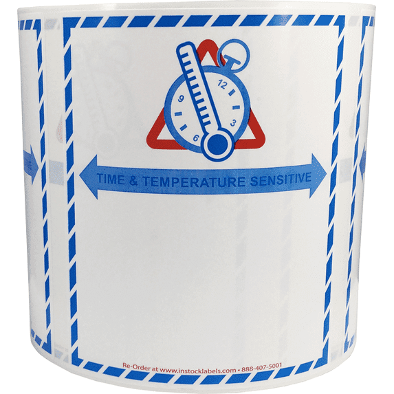 White Time Temperature Sensitive Warning Labels | 4 x 4 3/4" inch - 500 Pack | InStockLabels.com