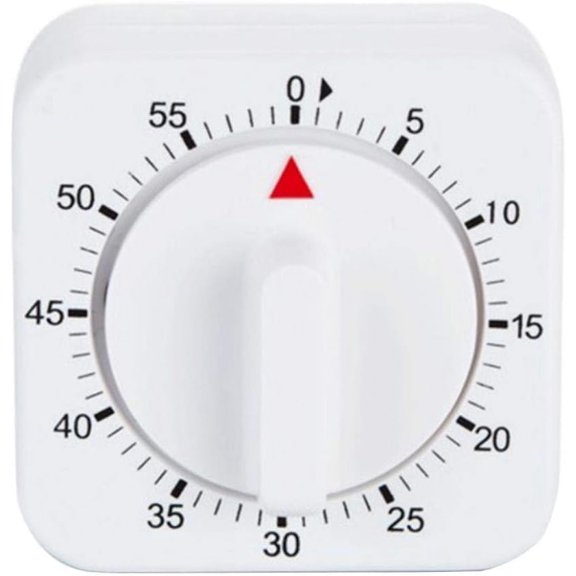 White Timer, 60 Minutes Kitchen Cook Square Timer Mechanical Countdown Alarm Clock Reminder, Thermometers and Timers