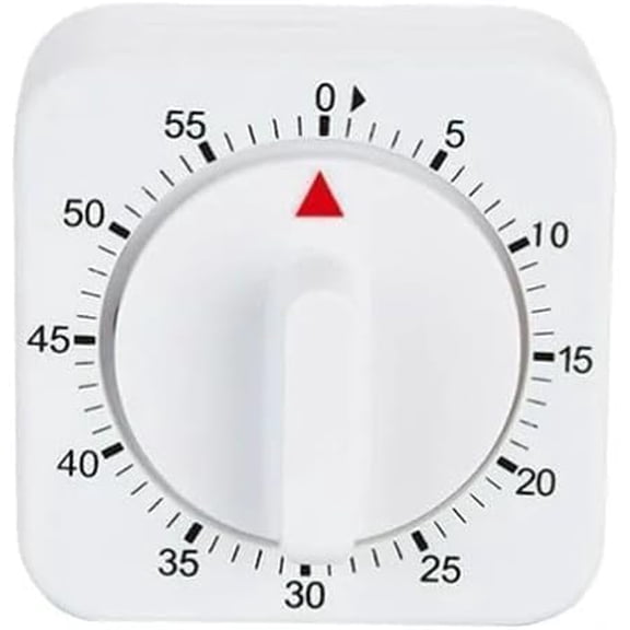 White Timer Clock Square 60-Minute Mechanical Kitchen Wind up Timer Visual Cooking Clock with Loud Alarm No Batteries, Cooking Baking and Kitchen, Thermometers and Timers