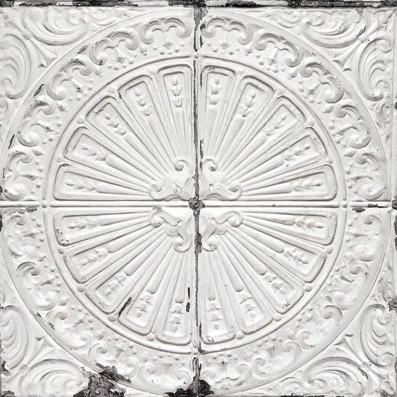 White Tin Tile Wallpaper Peel and Stick Faux Embossed Contact Paper Decorative Old Metallic Self Adhesive Wallpaper for Kitchen Bathroom Ceiling Bedroom Walls Ceilings 17.5x78.8