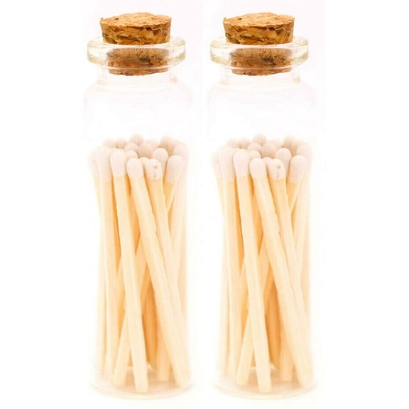 White Tip Decorative Matches, 40 Small Premium Wooden Matches | Artisan Matches for Candles, Safety Matches for Lighting Candles with Match Striker On The Bottle | Perfect Candle Accessories