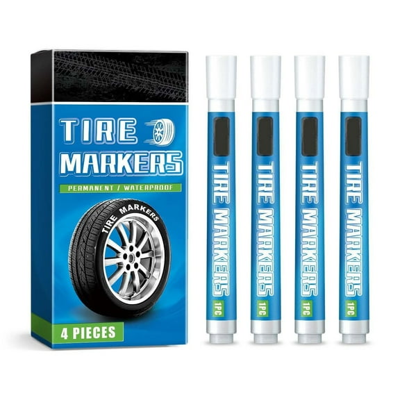 White Tire Paint Pens for Car Scratch Repair - 4 Pack Long-lasting Oil-based Markers for Easy Touch-up and Refinishing