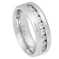thumbnail image 1 of White Titanium Clear Cubic Zirconia Bar Beveled Edge Ring Size 7.5, 1 of 3