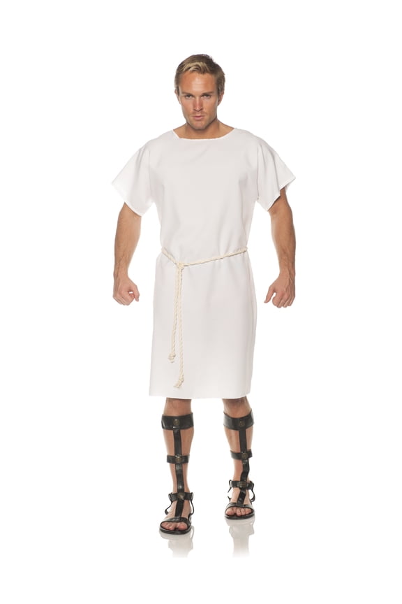 White Toga Mens Adult Greek Roman Soldier Halloween Costume-Xxl